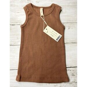 Quincy Mae Baby Unisex Ribbed Brown Organic Cotton Tank Top 6-12 M NEW